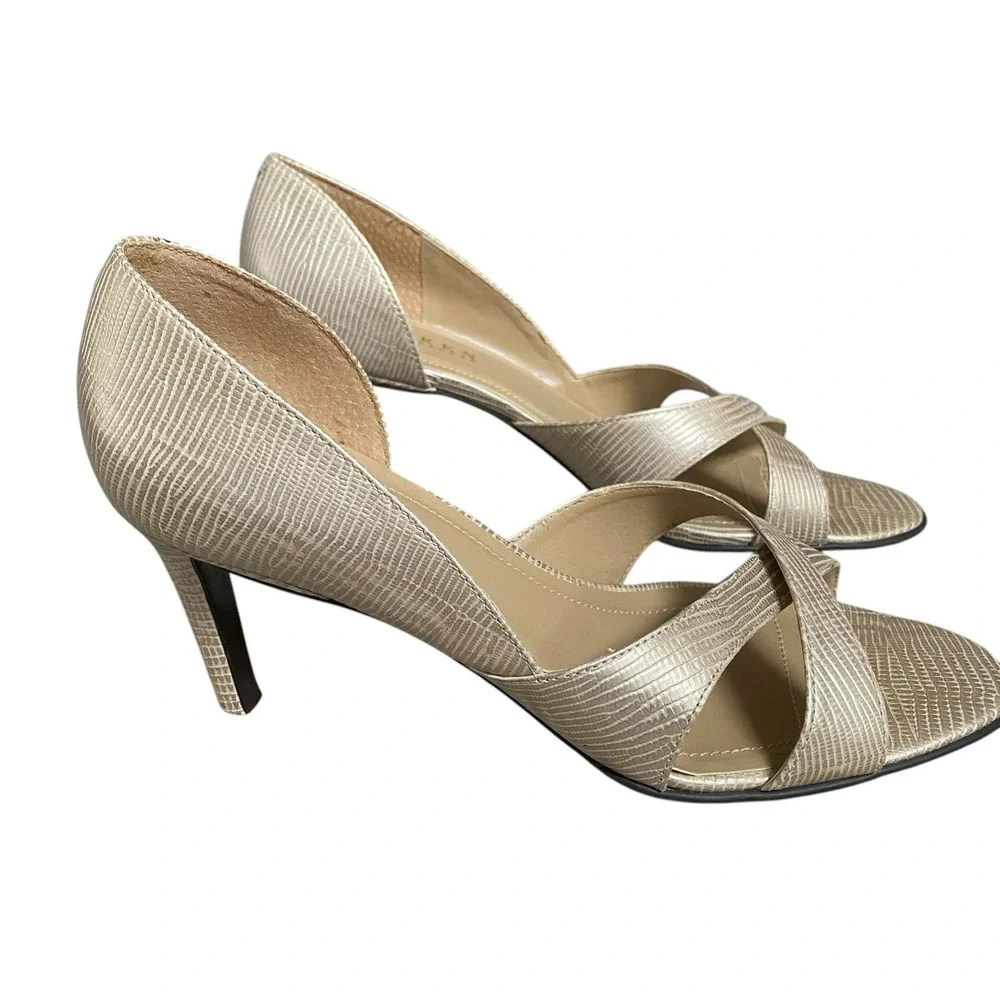 Ralph Lauren Pumps 7.5 EU 38 Gold Open Toe Princess Glam Fairy Wedding Prom